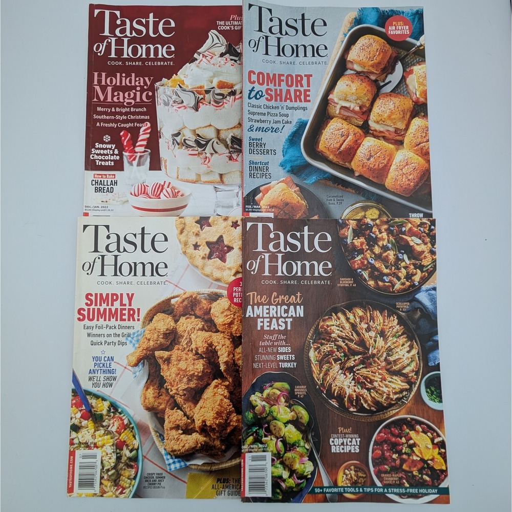 Taste of Home Magazine Lot 4 Issues 2022 Holiday Summer Comfort Food Recipes